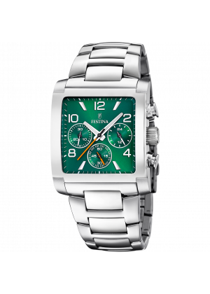 Montre festina f20652/2 vert, bracelet en acier inoxydable 316l, homme