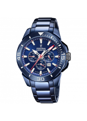 Montre festina special editions f20643/1 bleu, bracelet en acier inoxydable 316l, homme