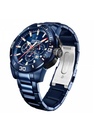 Montre festina special editions f20643/1 bleu, bracelet en acier inoxydable 316l, homme