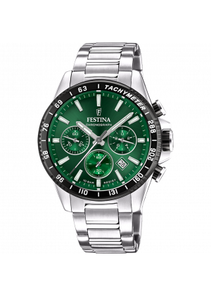 Montre festina f20560/4 vert, bracelet acier inoxydable, homme