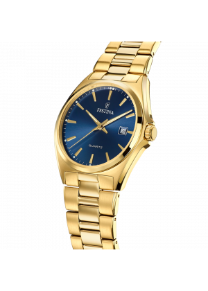 Montre festina acier classique f20555/4 bleu, bracelet en acier, homme