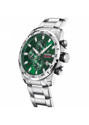 Montre festina f20463/3 vert, bracelet acier inoxydable, homme