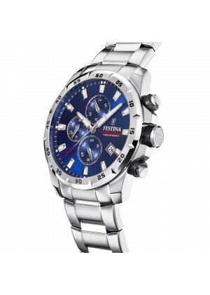 Montre festina f20463/2 bleu, bracelet acier inoxydable, homme