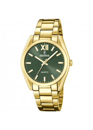 Montre festina f20640/4 vert, bracelet en acier inoxydable 316l, femme