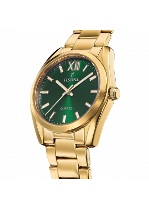 Montre festina f20640/4 vert, bracelet en acier inoxydable 316l, femme