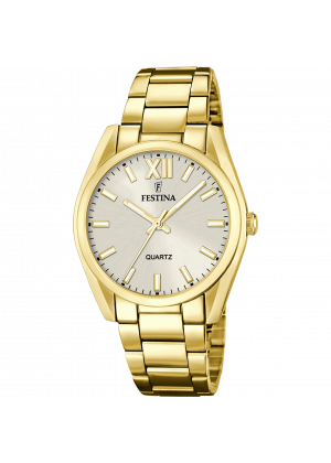 Montre festina f20640/1 champagne, bracelet en acier inoxydable 316l, femme