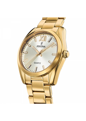 Montre festina f20640/1 champagne, bracelet en acier inoxydable 316l, femme