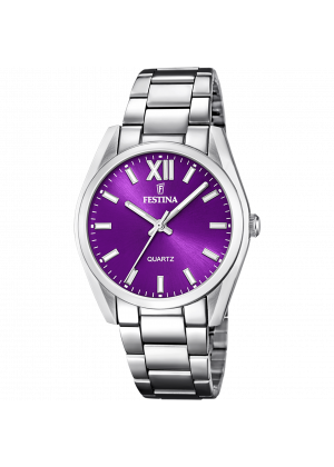 Montre festina f20622/f violet, bracelet acier inoxydable, femme