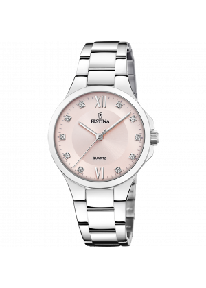 Montre festina f20582/2 rose, bracelet acier inoxydable, femme