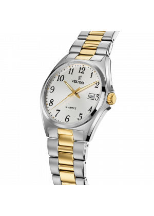 Montre festina acier classique f20554/1 blanc, bracelet en acier, homme