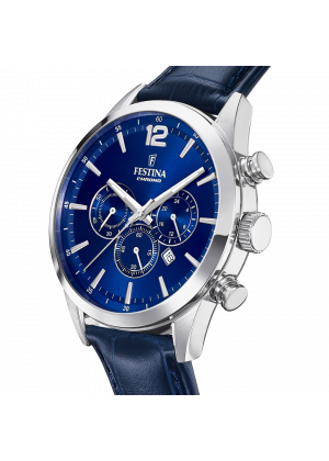 Montre festina f20542/2 bleu, bracelet cuir, homme