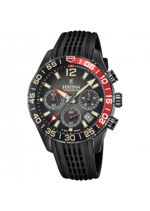 Montre festina timeless chronograph f20518/3 noir, bracelet caoutchouc, homme