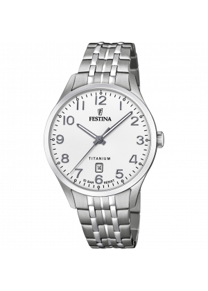 Montre festina titanium f20466/1 blanc, bracelet en titane, homme