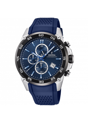 Montre festina f20330/2 bleu, bracelet caoutchouc, homme