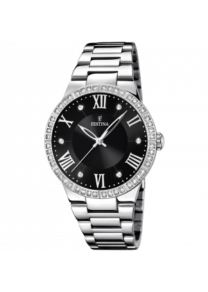 Montre festina f16719/2 noir, bracelet acier inoxydable, femme