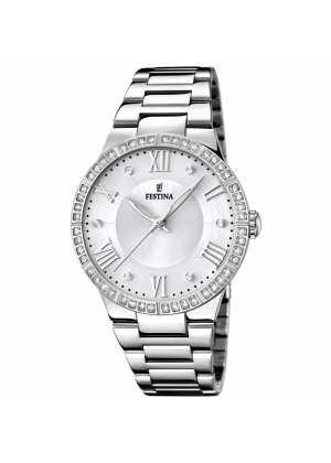 Montre festina f16719/1 blanc, bracelet acier inoxydable, femme