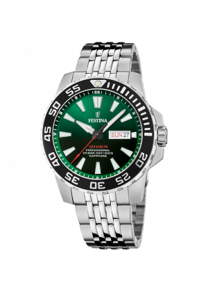 Montre festina f20661/2 vert, bracelet d’ acier inoxydable, homme