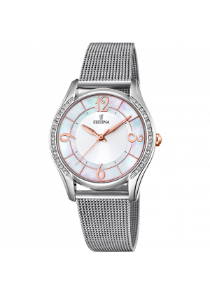 Montre festina f20420/1 ivory, bracelet acier inoxydable, femme