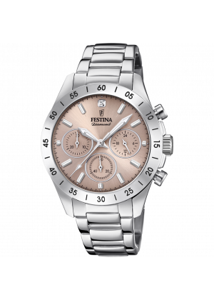 Montre festina f20397/3 rose, bracelet acier inoxydable, femme