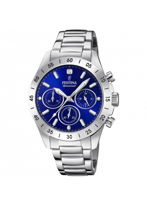 Montre festina f20397/2 bleu, bracelet acier inoxydable, femme