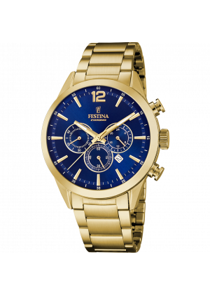 Montre festina f20633/2 bleu, bracelet acier inoxydable, homme