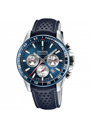 Montre festina f20561/2 bleu, bracelet cuir, homme