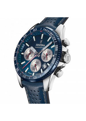 Montre festina f20561/2 bleu, bracelet cuir, homme