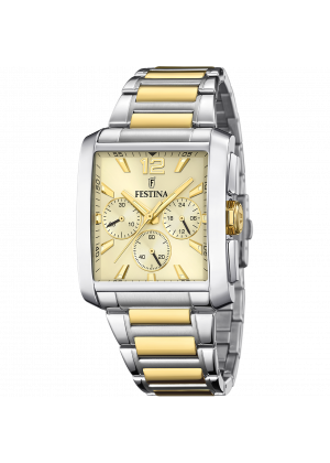 Montre festina f20637/2 champagne, bracelet en acier inoxydable 316l, homme