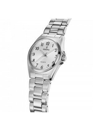 Montre festina classics f20553/1 blanc, bracelet en acier, femme