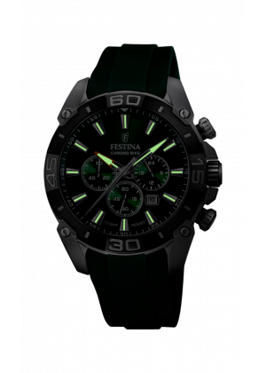 Montre festina f20544/3 vert, bracelet caoutchouc, homme