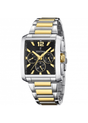 Montre festina f20637/4 noir, bracelet en acier inoxydable 316l, homme