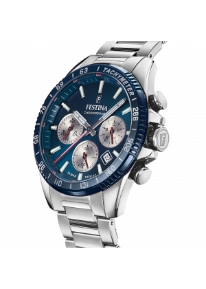 Montre festina f20560/2 bleu, bracelet acier inoxydable, homme