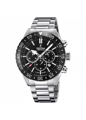 Montre festina f20575/3 noir, bracelet en acier, homme