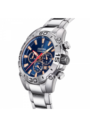 Montre festina f20543/4 bleu, bracelet acier inoxydable, homme