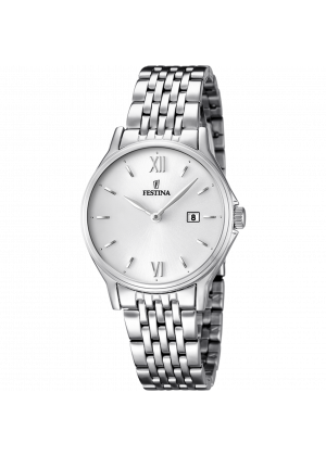 Montre festina classics f16748/2 blanc, bracelet en acier, femme