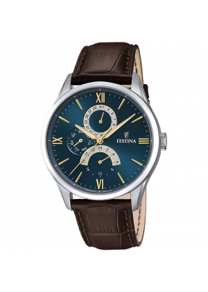 Montre festina f16823/a bleu, bracelet cuir, homme