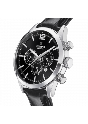 Montre festina f20542/5 noir, bracelet cuir, homme