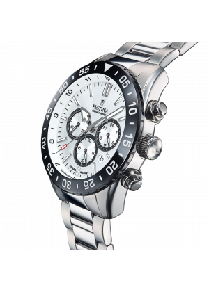 Montre festina f20575/1 blanc, bracelet en acier, homme