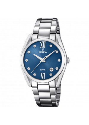 Montre festina f16790/c bleu, bracelet acier inoxydable, femme