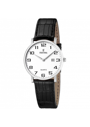 Montre festina classics f16477/1 blanc, bracelet cuir, femme