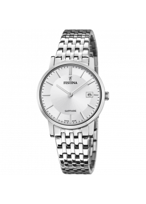 Montre festina swiss made f20019/1 argenté, bracelet en acier, femme