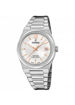 Montre femme festina swiss made rivé f20035/2 argenté