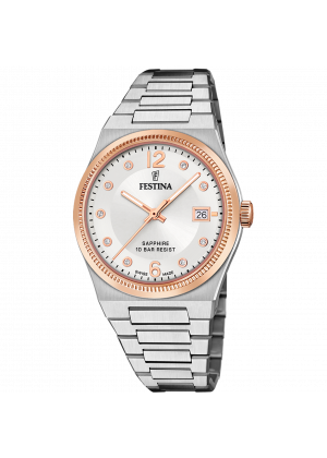 Montre femme festina swiss made rivé f20037/1 argenté