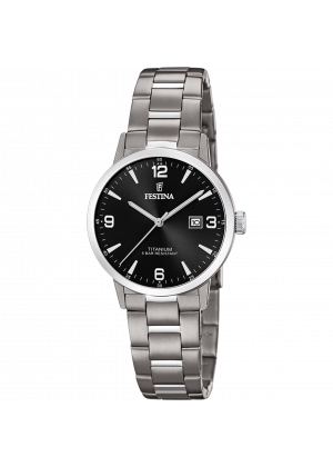 Montre festina titanium f20436/3 noir, bracelet titane, femme