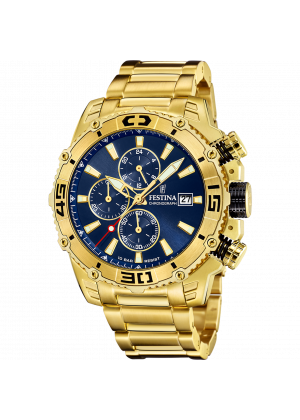 Montre festina prestige f20492/2 bleu, bracelet en acier, homme