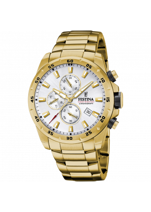 Montre festina timeless chronograph f20541/1 argenté, bracelet en acier, homme