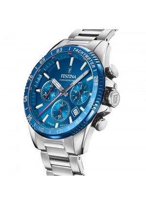 Montre festina f20560/3 bleu, bracelet acier inoxydable, homme