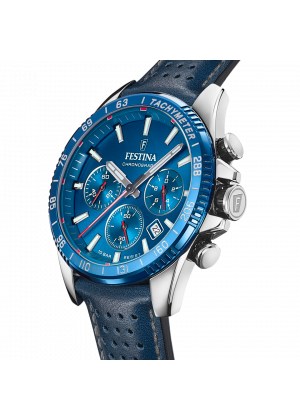 Montre festina f20561/3 bleu, bracelet cuir, homme