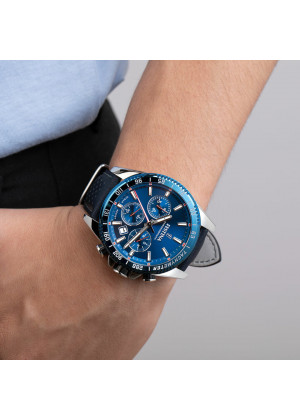 Montre festina f20561/3 bleu, bracelet cuir, homme