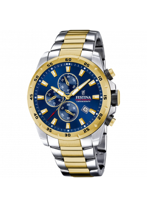 Montre festina f20562/2 bleu, bracelet en acier, homme